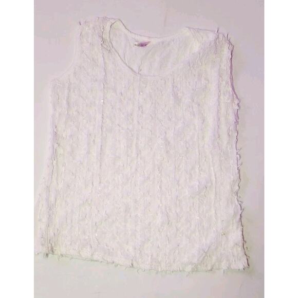 VNT lisa and me Women's XL white Sequence Boho Artsy textured sleeveless blouse - Picture 9 of 13
